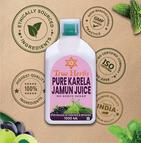 Suwasthi True Herbs Pure Karela Jamun Juice - 1 Litre