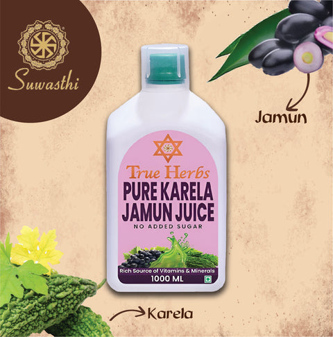 Suwasthi True Herbs Pure Karela Jamun Juice - 1 Litre