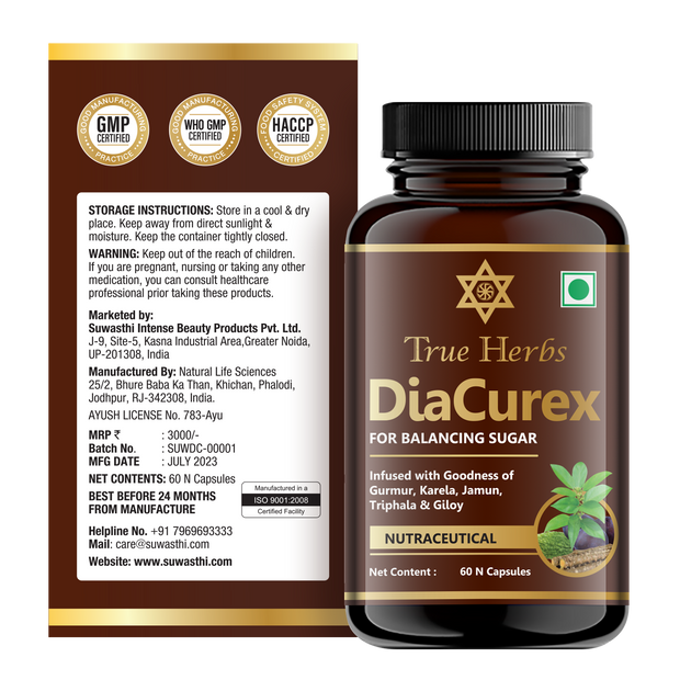 True Herbs Diacurex Tablets - For Balancing Sugar