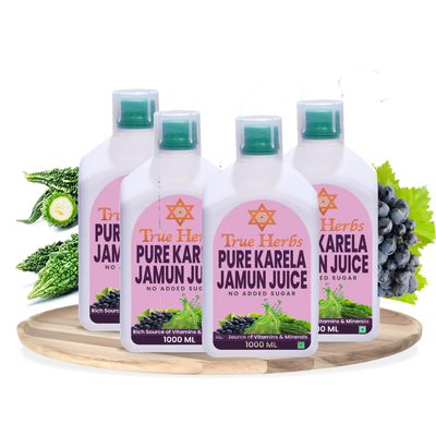 Pack of 4 - True Herbs Pure Karela Jamun Juice - 4 Litres