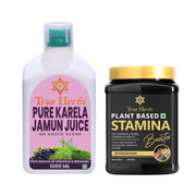 Suwasthi True Herbs Pure Karela Jamun Juice - 1 Litre + Stamina Booster - 250 gms