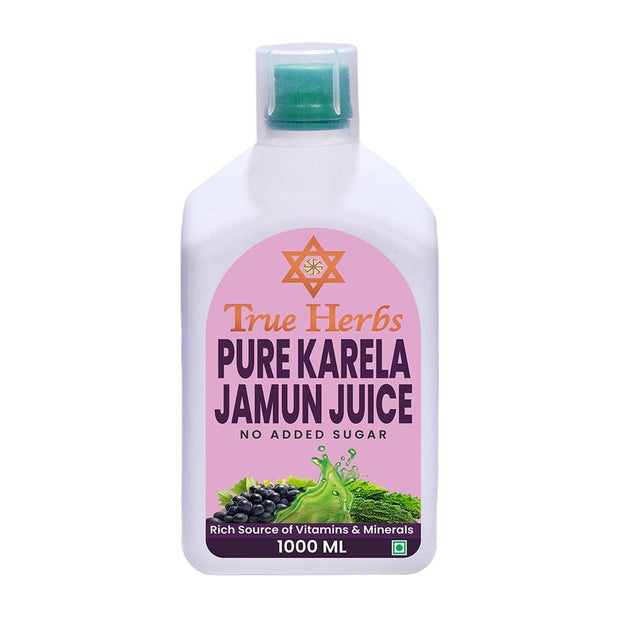 Pack of 6 - TRUE HERBS Pure Karela With Jamun Juice 6Lt + Stevia 25 ml